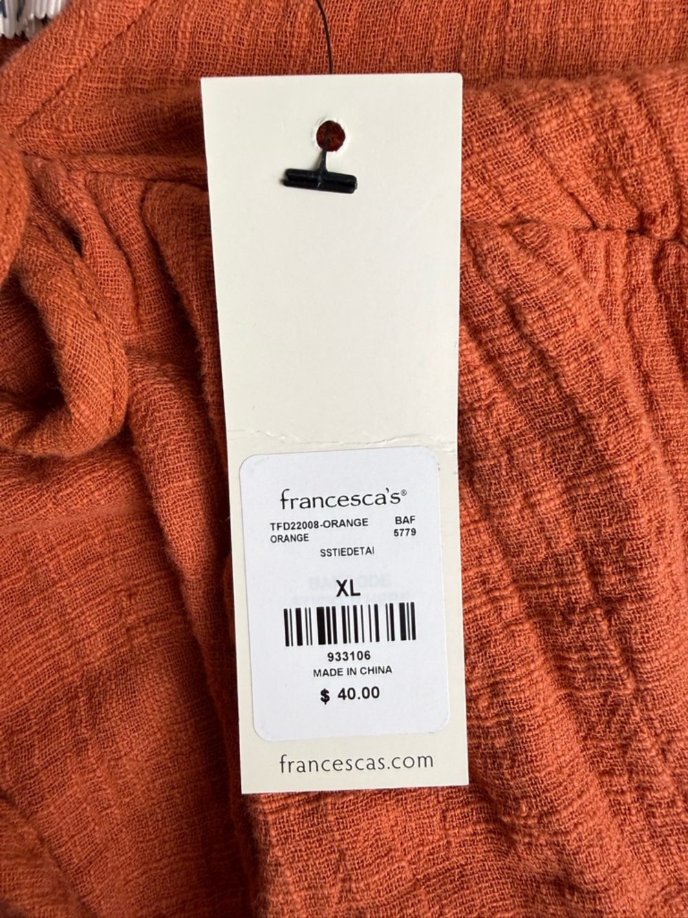 Francesca's Collections Rust Tie-Front Peasant Blouse - Picture 4 of 9